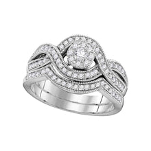  10k White Gold Round Diamond Bridal Wedding Ring Band Set 1/2 Cttw