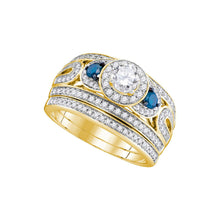  14k Yellow Gold Round Diamond Bridal Wedding Ring Band Set 1 Cttw