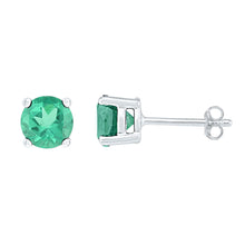  10k White Gold Womens Round Synthetic Emerald Solitaire Earrings 2 Cttw