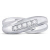 10k White Gold Mens Round Diamond Diagonal Row Matte Band Ring 1/4 Cttw