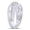10k White Gold Mens Round Diamond Diagonal Row Matte Band Ring 1/4 Cttw