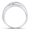 10k White Gold Mens Round Diamond Diagonal Row Matte Band Ring 1/4 Cttw