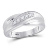 10k White Gold Mens Round Diamond Diagonal Row Matte Band Ring 1/4 Cttw