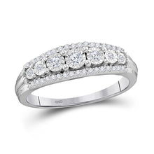  10k White Gold Womens Round Diamond Triple Row Band Ring 1/4 Cttw