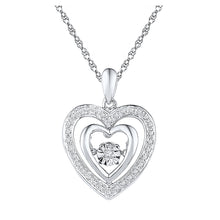  Sterling Silver Womens Round Diamond Heart Pendant 1/10 Cttw