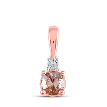  10k Rose Gold Womens Round Synthetic Morganite Solitaire Pendant 5/8 Cttw