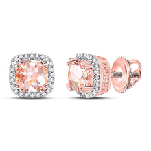  10k Rose Gold Womens Cushion Morganite Diamond Halo Earrings 1 Cttw