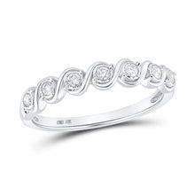 10k White Gold Womens Round Diamond Band Ring 1/6 Cttw