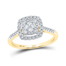  14k Yellow Gold Princess Diamond Cluster Bridal Wedding Engagement Ring 1/2 Cttw