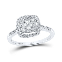  14k White Gold Princess Diamond Cluster Bridal Wedding Engagement Ring 1/2 Cttw