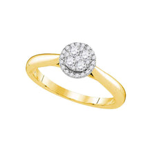  14k Yellow Gold Round Diamond Cluster Bridal Wedding Engagement Ring 1/4 Cttw