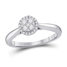  14k White Gold Round Diamond Fashion Cluster Ring 1/4 Cttw