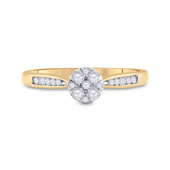 14k Yellow Gold Womens Round Diamond Cluster Ring 1/4 Cttw