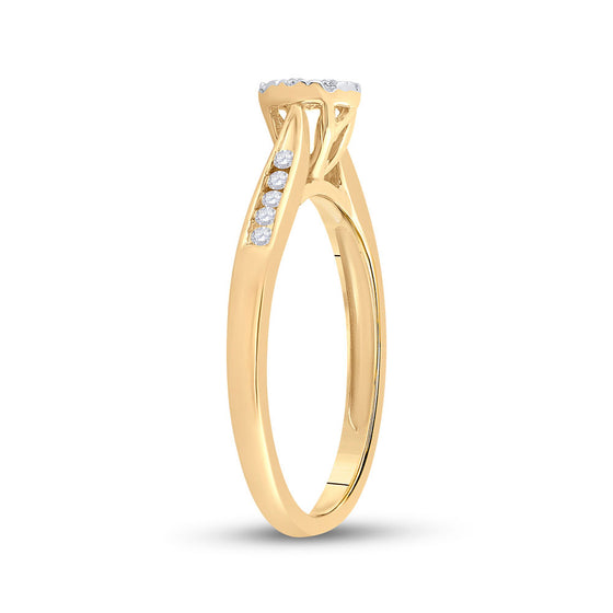 14k Yellow Gold Womens Round Diamond Cluster Ring 1/4 Cttw