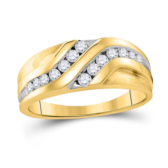 10k White Gold Mens Round Diamond Wedding Band Ring 1/2 Cttw