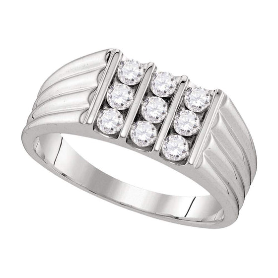10k White Gold Mens Round Diamond Wedding Band Ring 3/4 Cttw