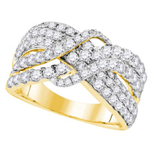  14k Yellow Gold Womens Round Diamond Crossover Cocktail Ring 2 Cttw