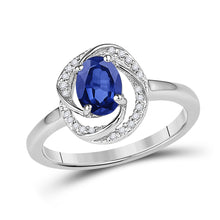  10k White Gold Womens Oval Synthetic Blue Sapphire Solitaire Ring 1-1/4 Cttw