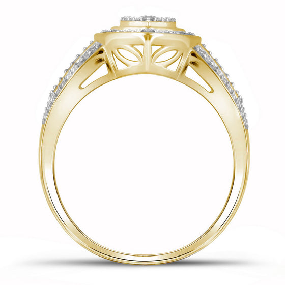 10k Yellow Gold Diamond Cluster 3-Piece Bridal Wedding Ring Band Set 1/3 Cttw