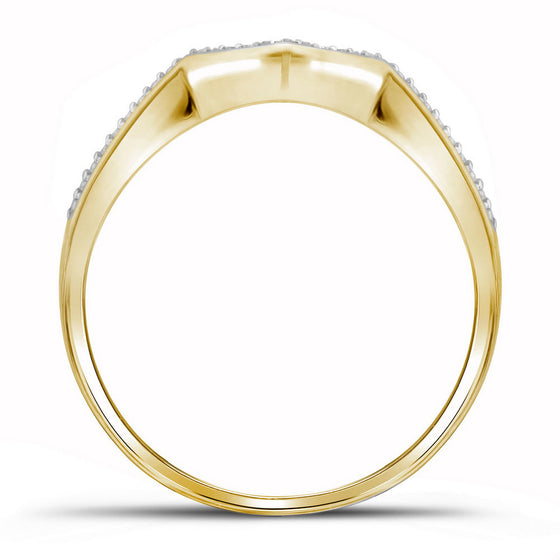10k Yellow Gold Diamond Cluster 3-Piece Bridal Wedding Ring Band Set 1/3 Cttw