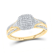  10k Yellow Gold Round Diamond Cluster Bridal Wedding Engagement Ring 1/10 Cttw