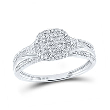  10k White Gold Round Diamond Cluster Bridal Wedding Engagement Ring 1/10 Cttw