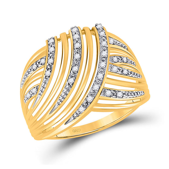 10k Yellow Gold Womens Round Diamond Fashion Ring 1/10 Cttw