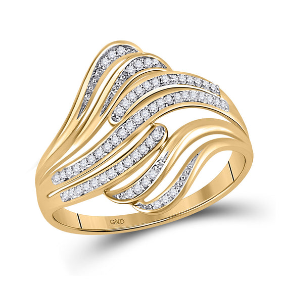 10k Yellow Gold Womens Round Diamond Fashion Ring 1/12 Cttw