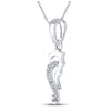10k White Gold Womens Round Diamond Seahorse Animal Pendant 1/20 Cttw