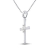 10k White Gold Womens Round Diamond Cross Pendant 1/20 Cttw