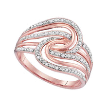  10k Rose Gold Womens Round Diamond Swirl Strand Fashion Ring 1/10 Cttw