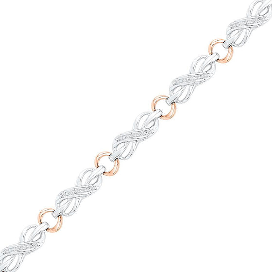 10k Two-tone Gold Womens Round Diamond Infinity Bracelet 1/4 Cttw