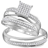 10k White Gold His Hers Round Diamond Cluster Matching Wedding Set 1/3 Cttw