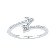  10k White Gold Womens Round Diamond Bisected Arrow Band Ring 1/12 Cttw