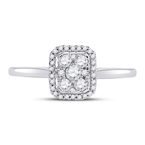 10k White Gold Womens Round Diamond Square Cluster Ring 1/3 Cttw