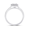 10k White Gold Womens Round Diamond Square Cluster Ring 1/3 Cttw