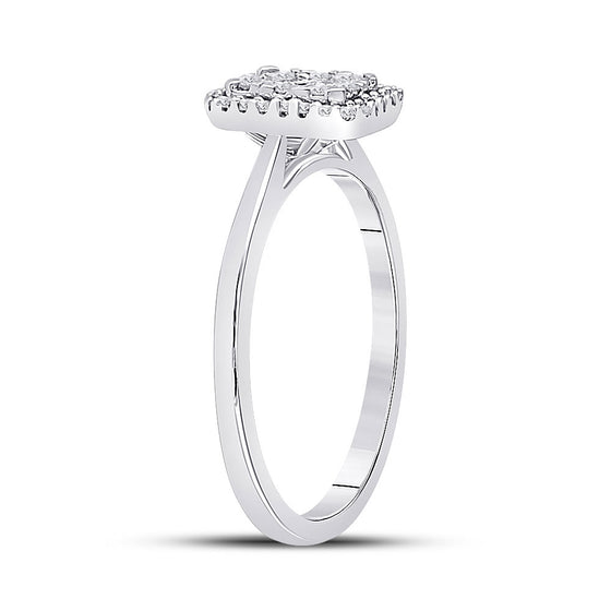 10k White Gold Womens Round Diamond Square Cluster Ring 1/3 Cttw