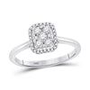 10k White Gold Womens Round Diamond Square Cluster Ring 1/3 Cttw