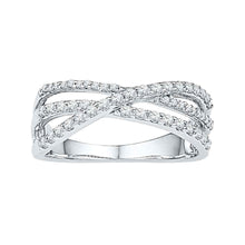  10k White Gold Womens Round Diamond Triple Strand Crossover Band 1/2 Cttw