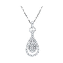  10k White Gold Womens Round Diamond Teardrop Pendant 1/2 Cttw