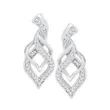  10k White Gold Womens Round Diamond Twist Spade Stud Earrings 1/5 Cttw