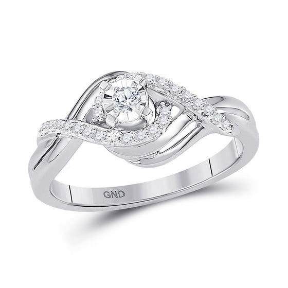 10k White Gold Round Diamond Solitaire Bridal Wedding Engagement Ring 1/5 Cttw