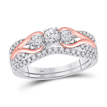  10k Two-tone Gold Round Diamond Bridal Wedding Ring Band Set 5/8 Cttw
