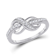  10k White Gold Womens Round Diamond Knot Infinity Ring 1/6 Cttw