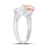 10k White Gold Womens Round Diamond Rose-tone Heart Infinity Ring 1/20 Cttw