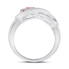 10k White Gold Womens Round Diamond Rose-tone Heart Infinity Ring 1/20 Cttw
