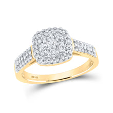  10k Yellow Gold Round Diamond Cluster Bridal Wedding Engagement Ring 1/2 Cttw