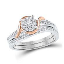  10k Two-tone Gold Round Diamond Bridal Wedding Ring Band Set 1/4 Cttw