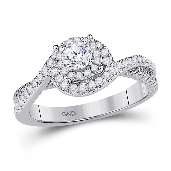 10k White Gold Round Diamond Solitaire Bridal Wedding Engagement Ring 3/8 Cttw