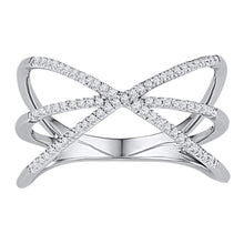  10k White Gold Womens Round Diamond Negative Space Band Ring 1/5 Cttw
